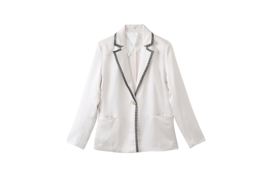 wagara tailored satin suit jacket / 白花(ivory)
