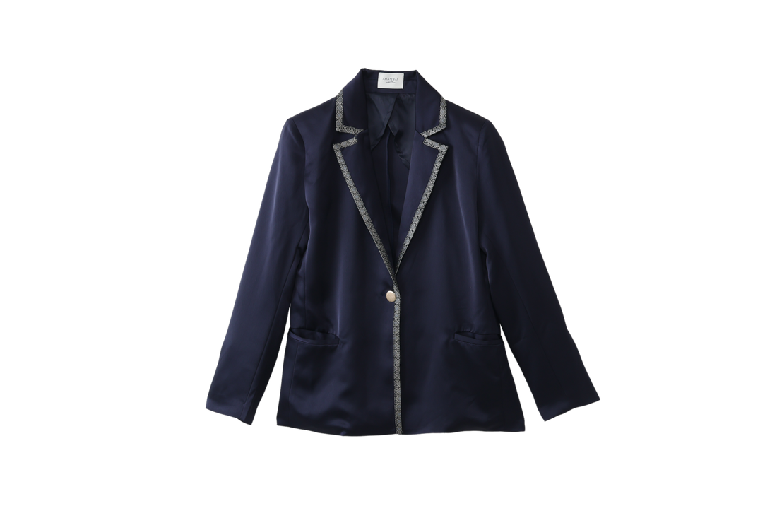 wagara tailored satin suit jacket / white flower(ivory)