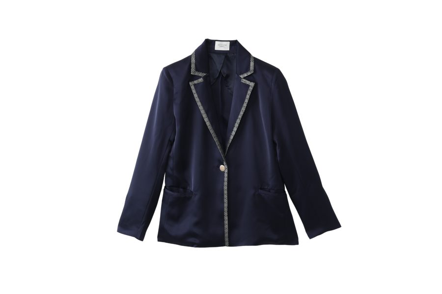 wagara tailored satin suit jacket / white flower(ivory)