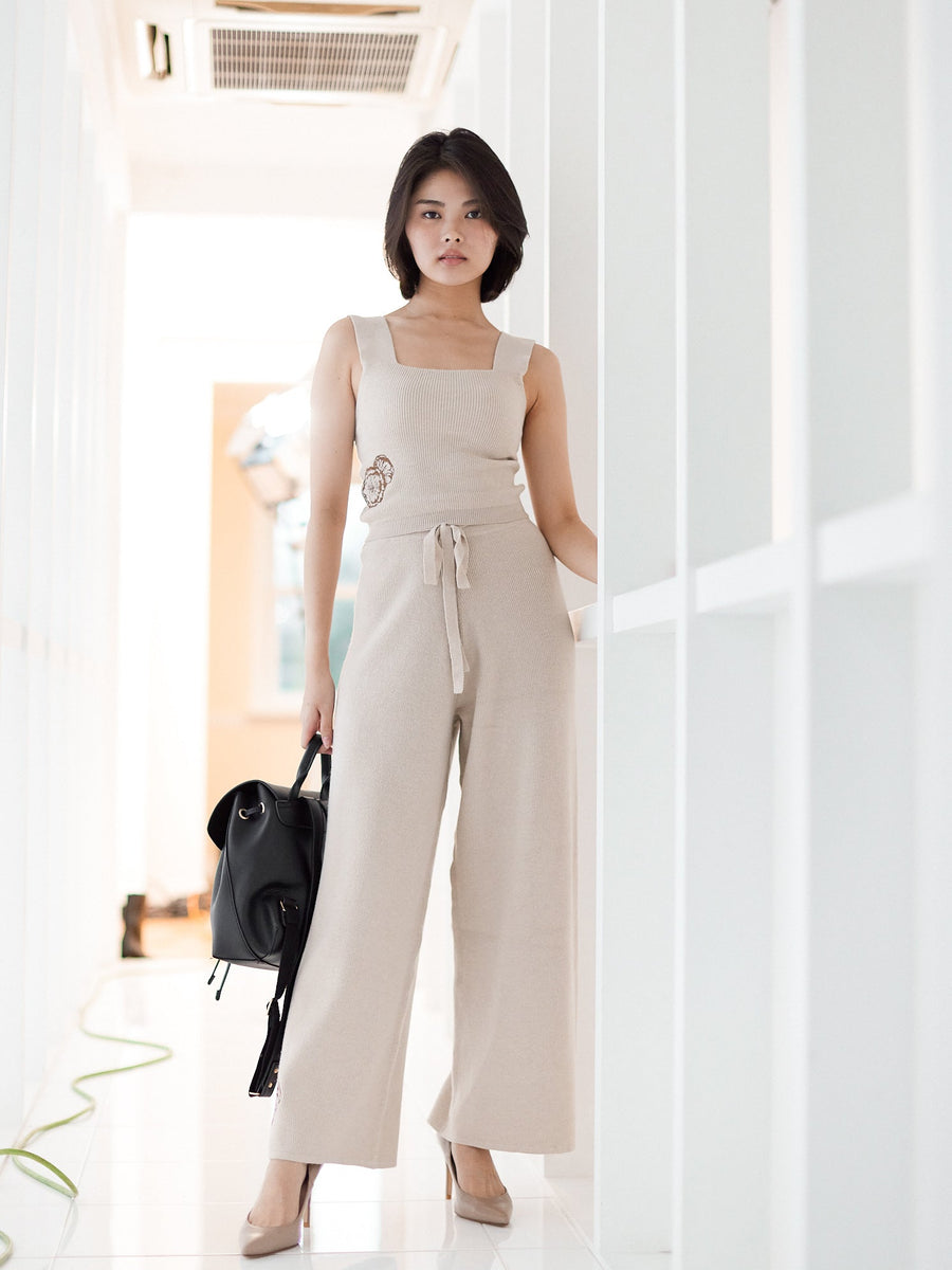 elegant knitted wide pants