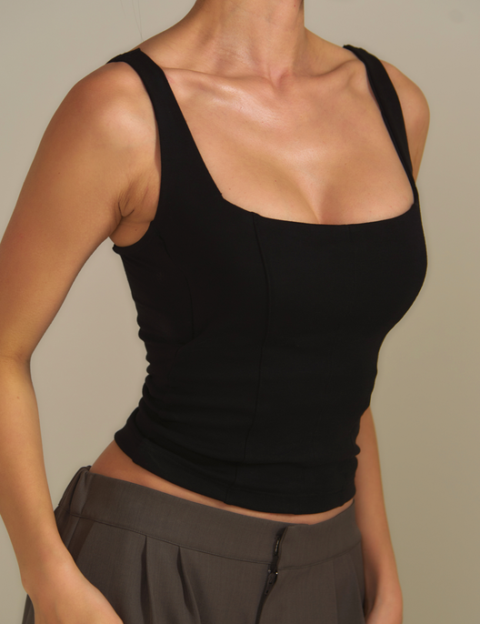 【11月上旬発送】Dreamy Corset Tanktop / 墨(black)