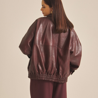 Vegan leather city jacket / 葡萄茶(burgundy)