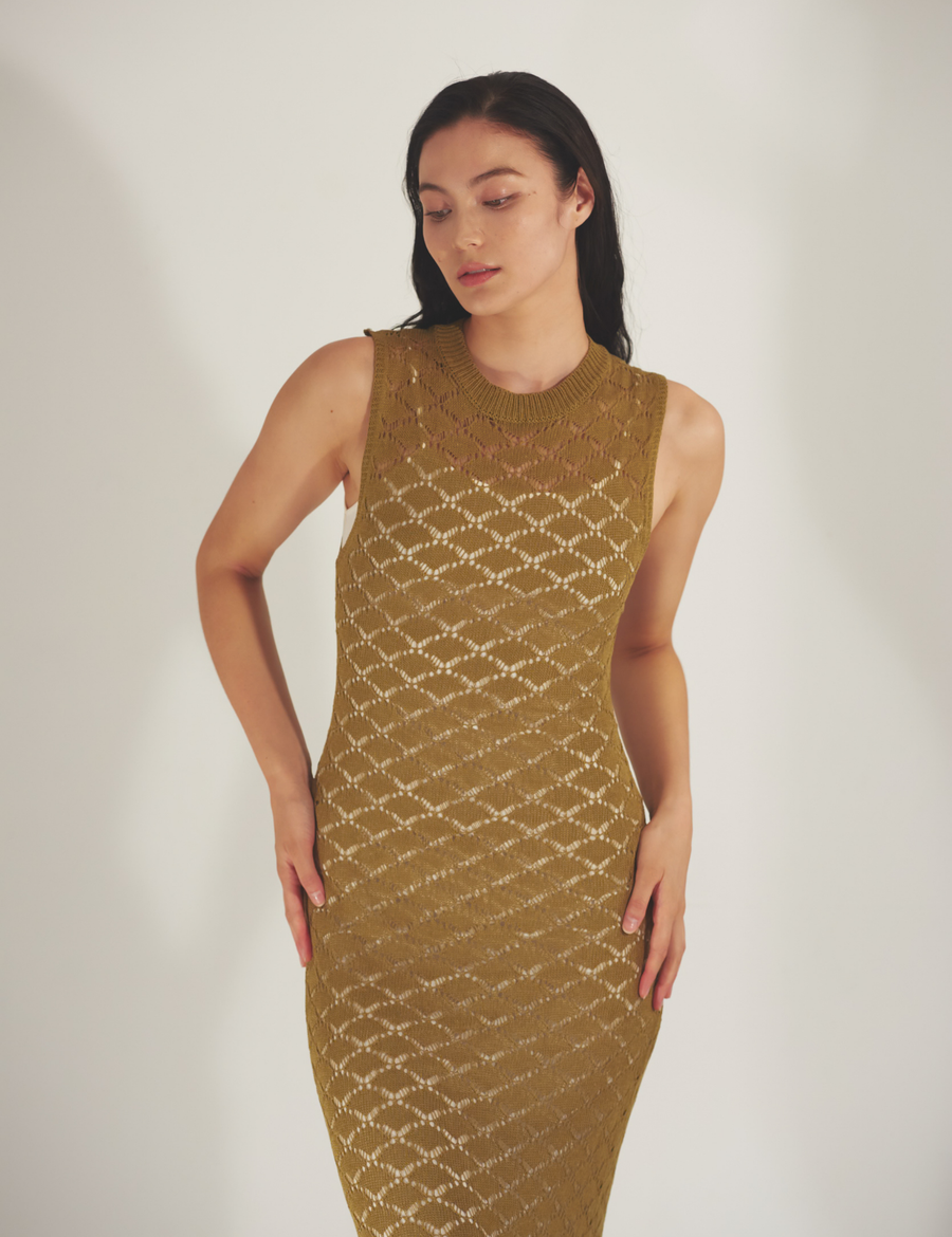 Ocean Breeze Elegant Knit Dress / 抹茶(matcha)