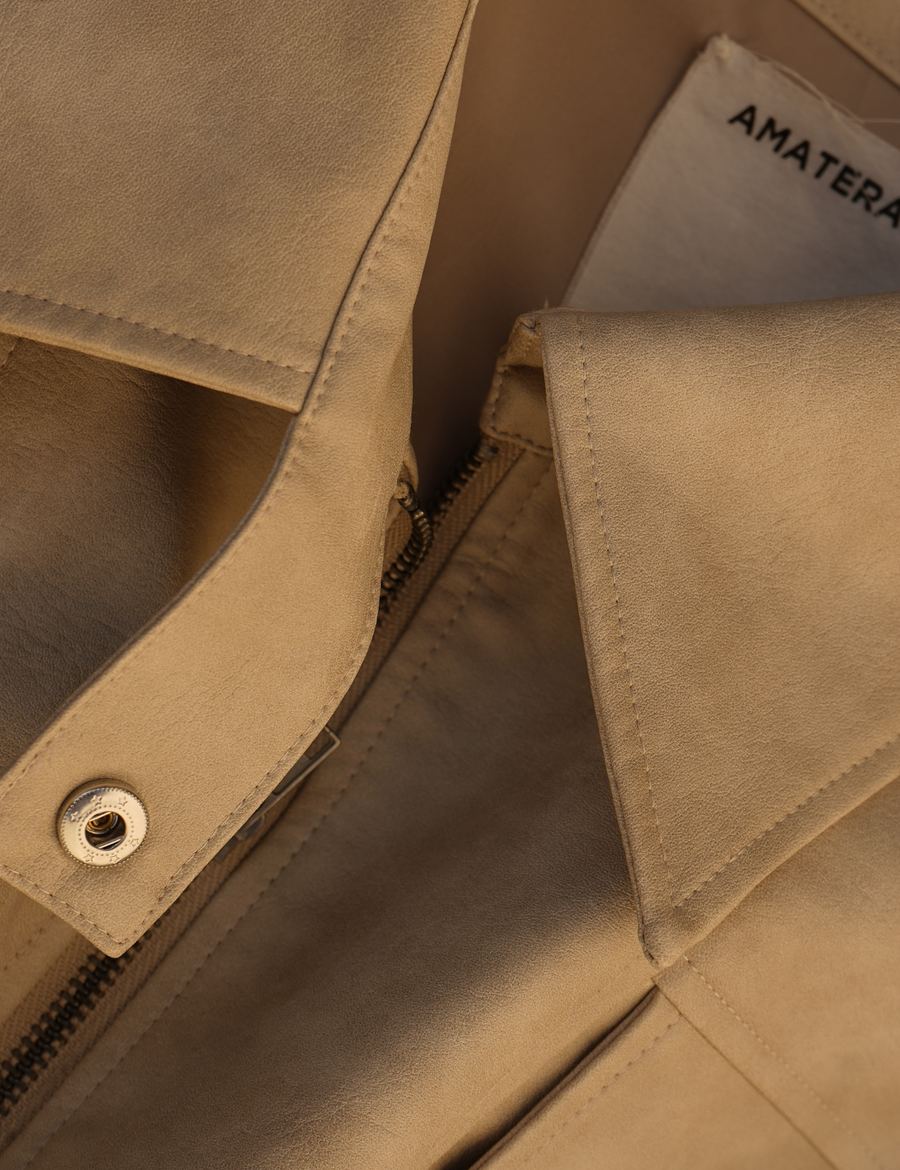 【10月中旬発送】Vegan leather city jacket / 白花(ivory)