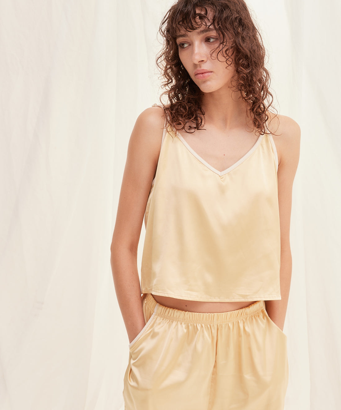 mix and match smooth satin camisole / 蜂蜜(light yellow)