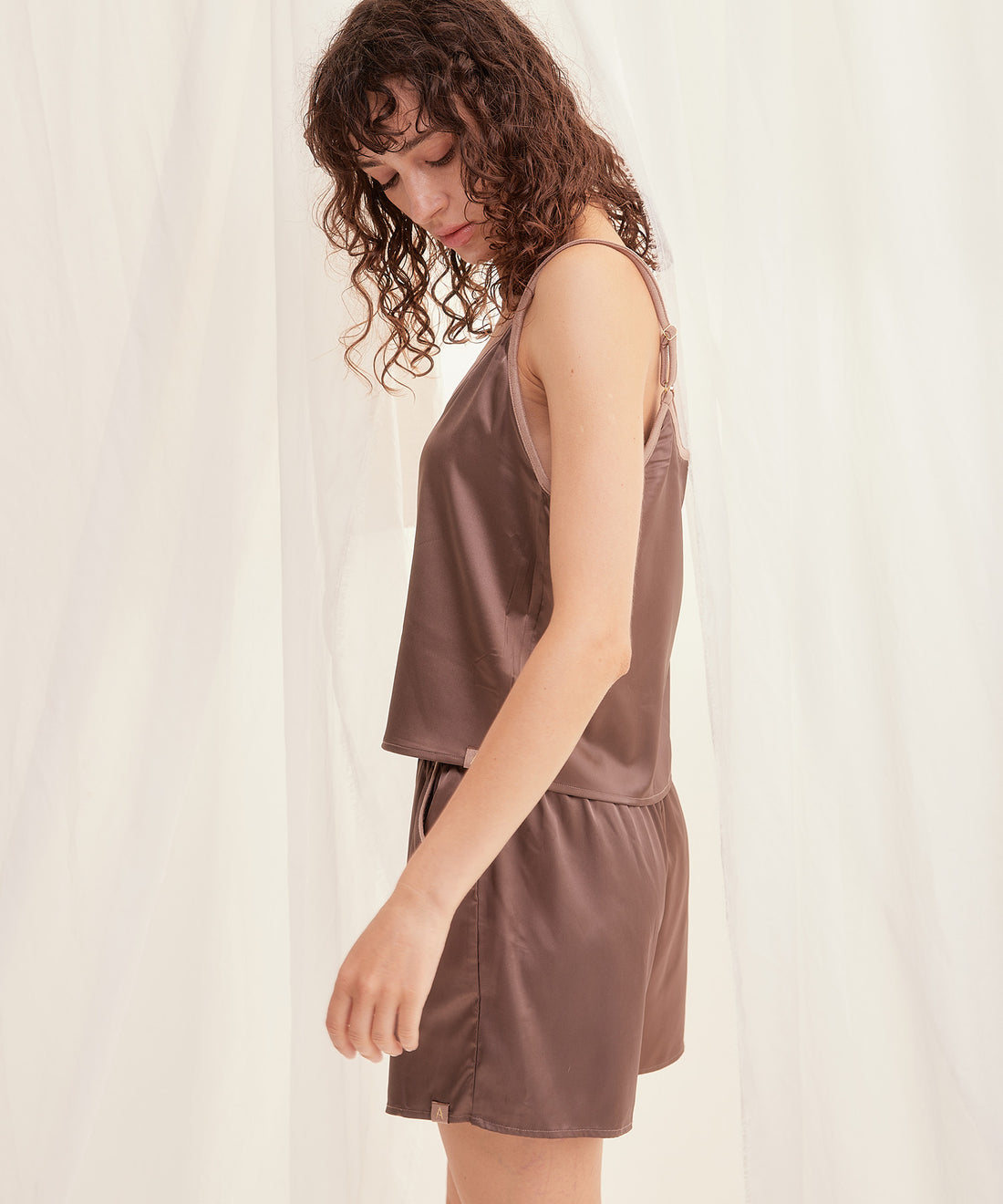 mix and match smooth satin camisole / 枯茶(dark brown)