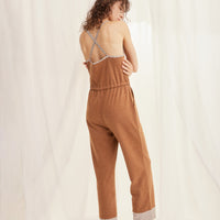cotton blend styleup rompers / 胡桃(light brown)