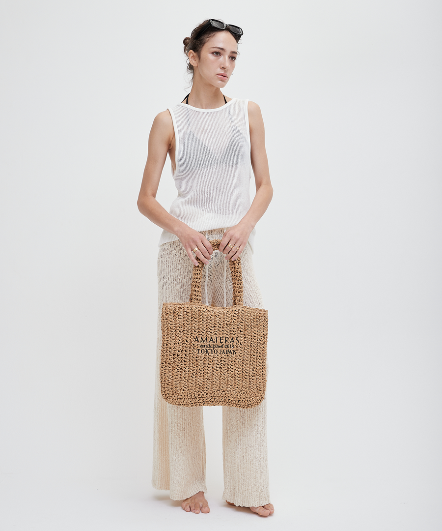 knit loose pants with satin petticoat
