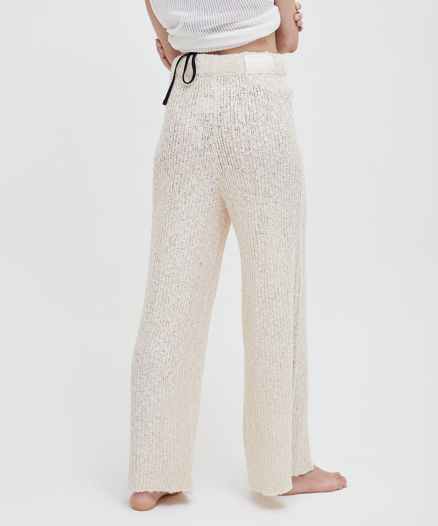knit loose pants with satin petticoat