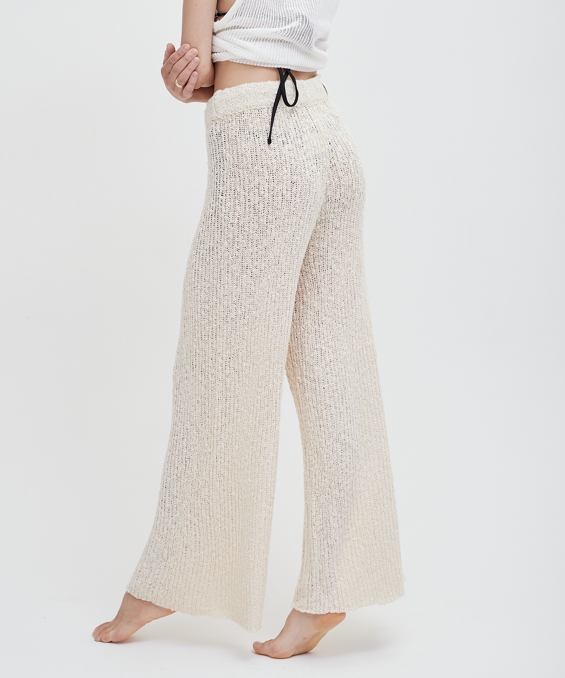 knit loose pants with satin petticoat