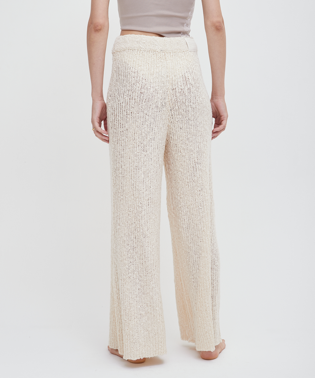 knit loose pants with satin petticoat