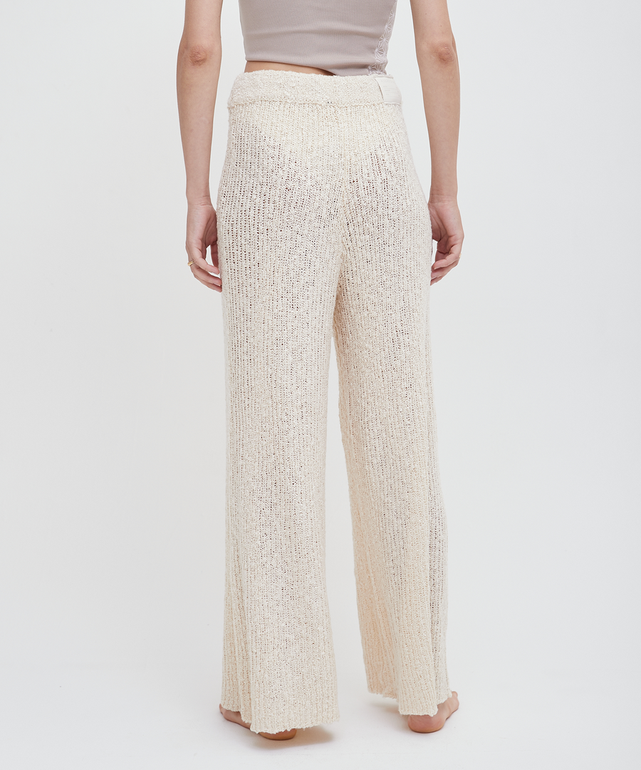 knit loose pants with satin petticoat