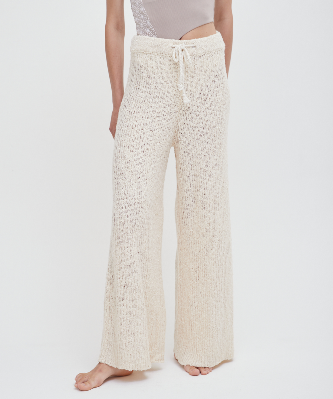 knit loose pants with satin petticoat