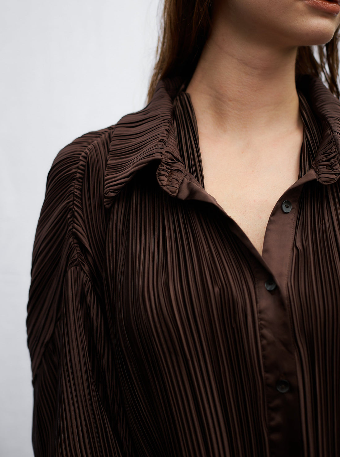 elegant satin pleated shirt