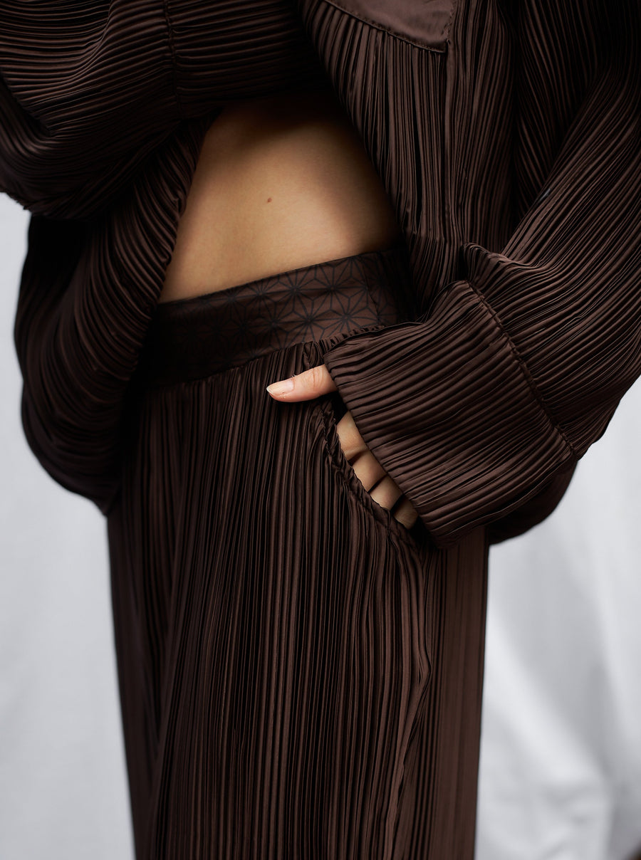 elegant satin pleated pants