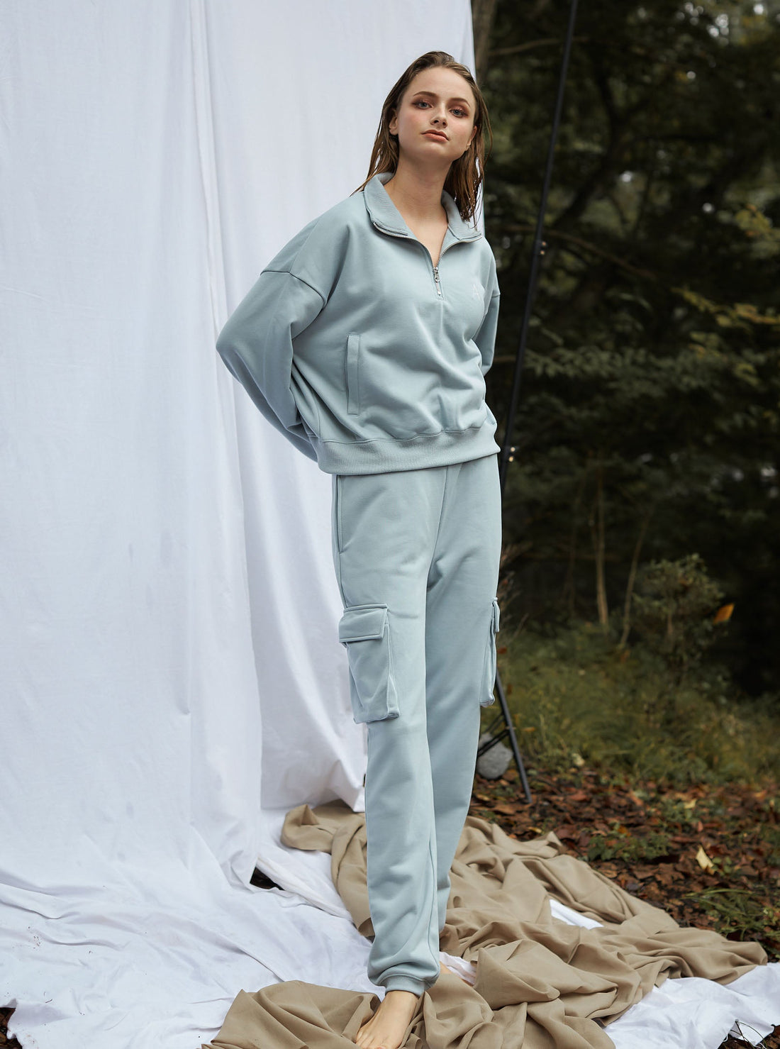 everyday half zip tracksuit / 薄花(light blue)