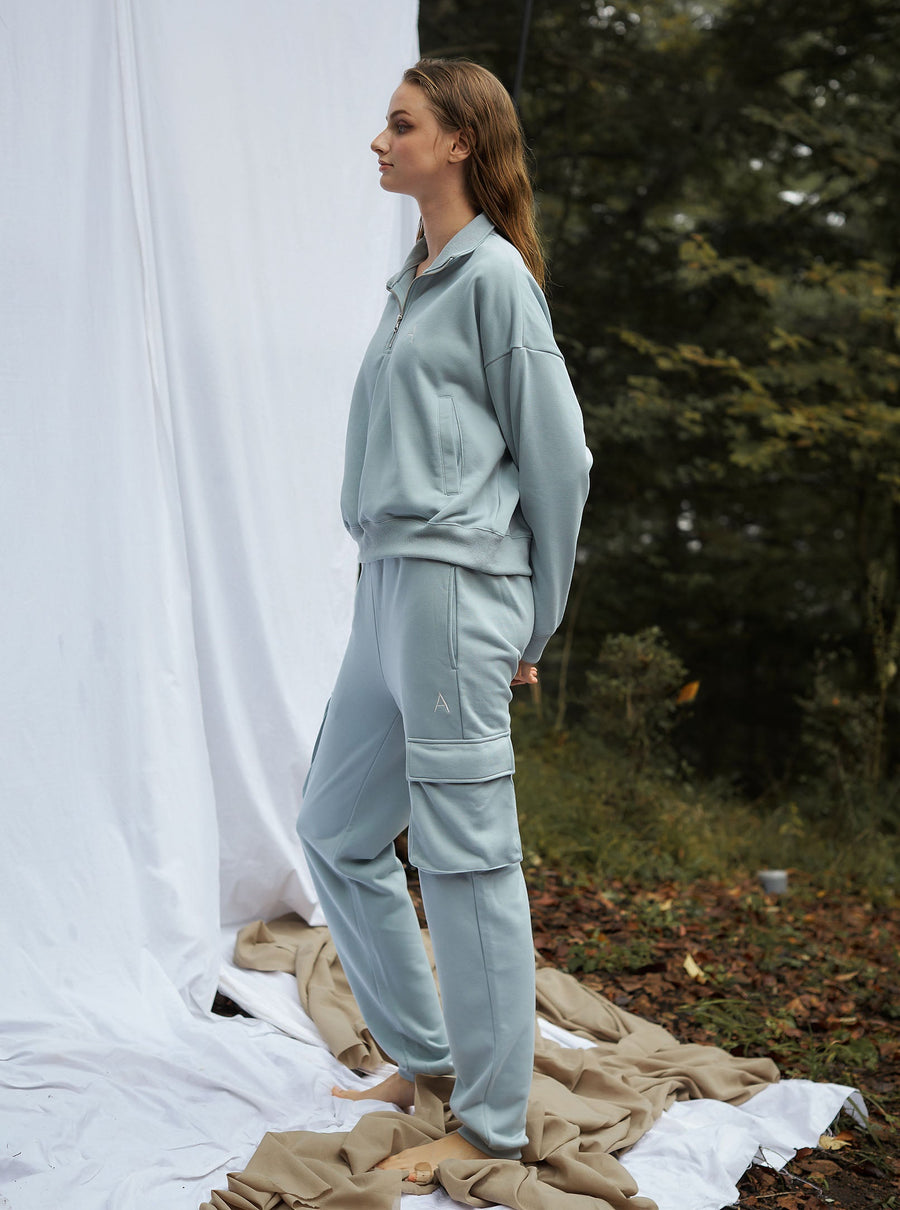 everyday half zip tracksuit / 薄花(light blue)