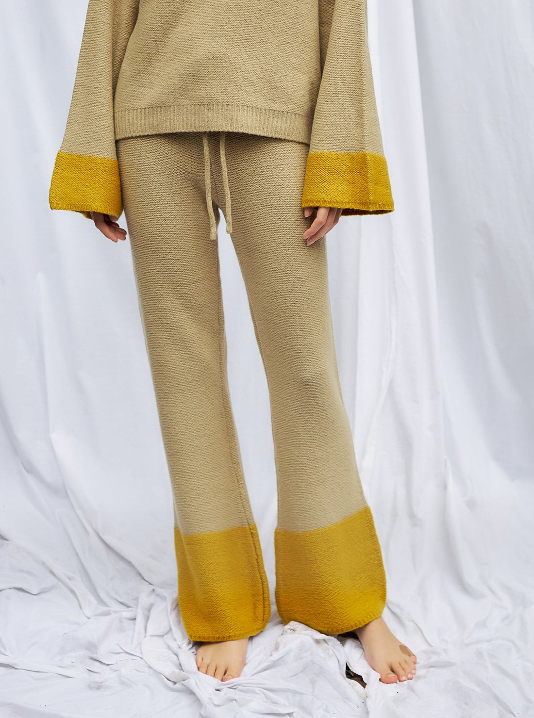 two-tone soft knit pants