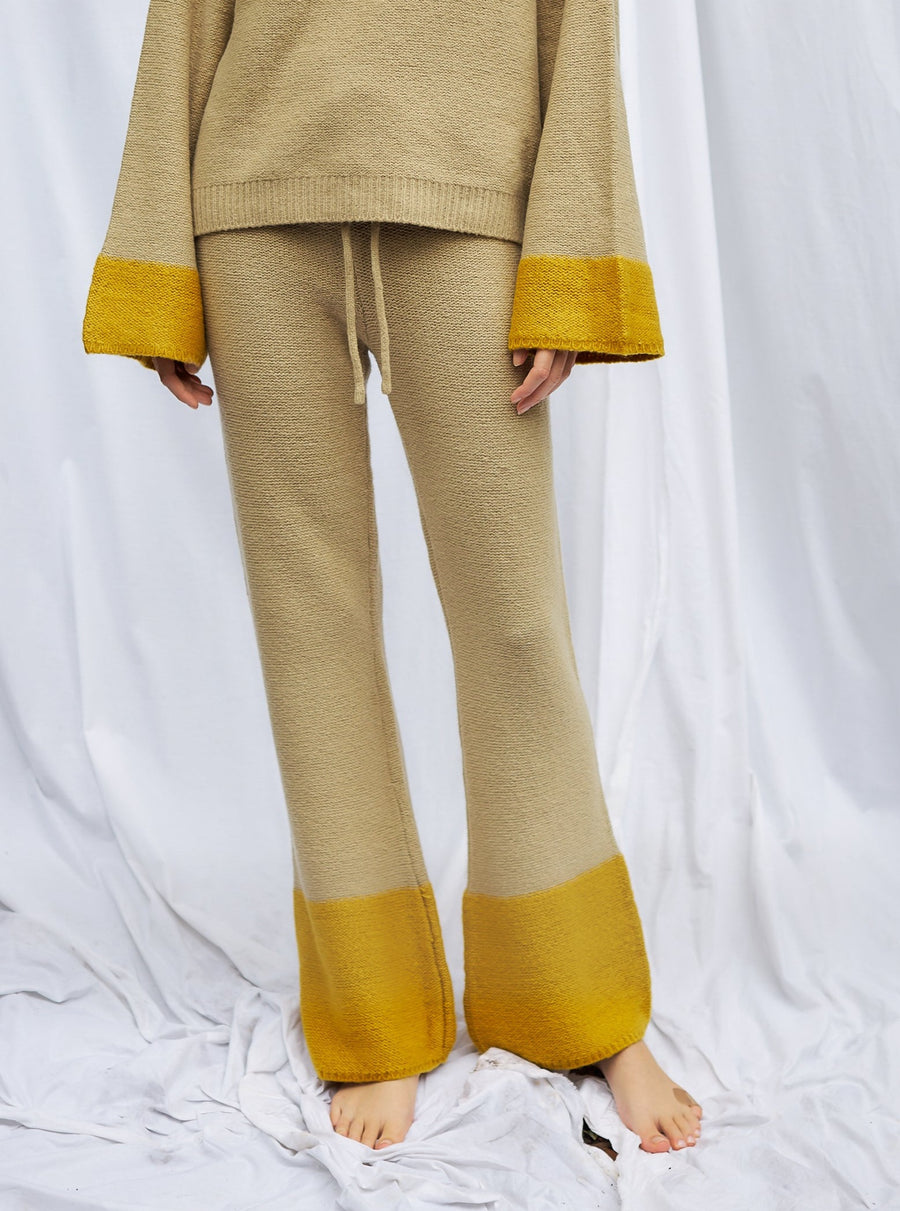 two-tone soft knit pants