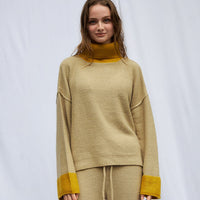 two-tone soft knit turtle top