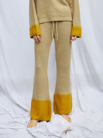 two-tone soft knit pants