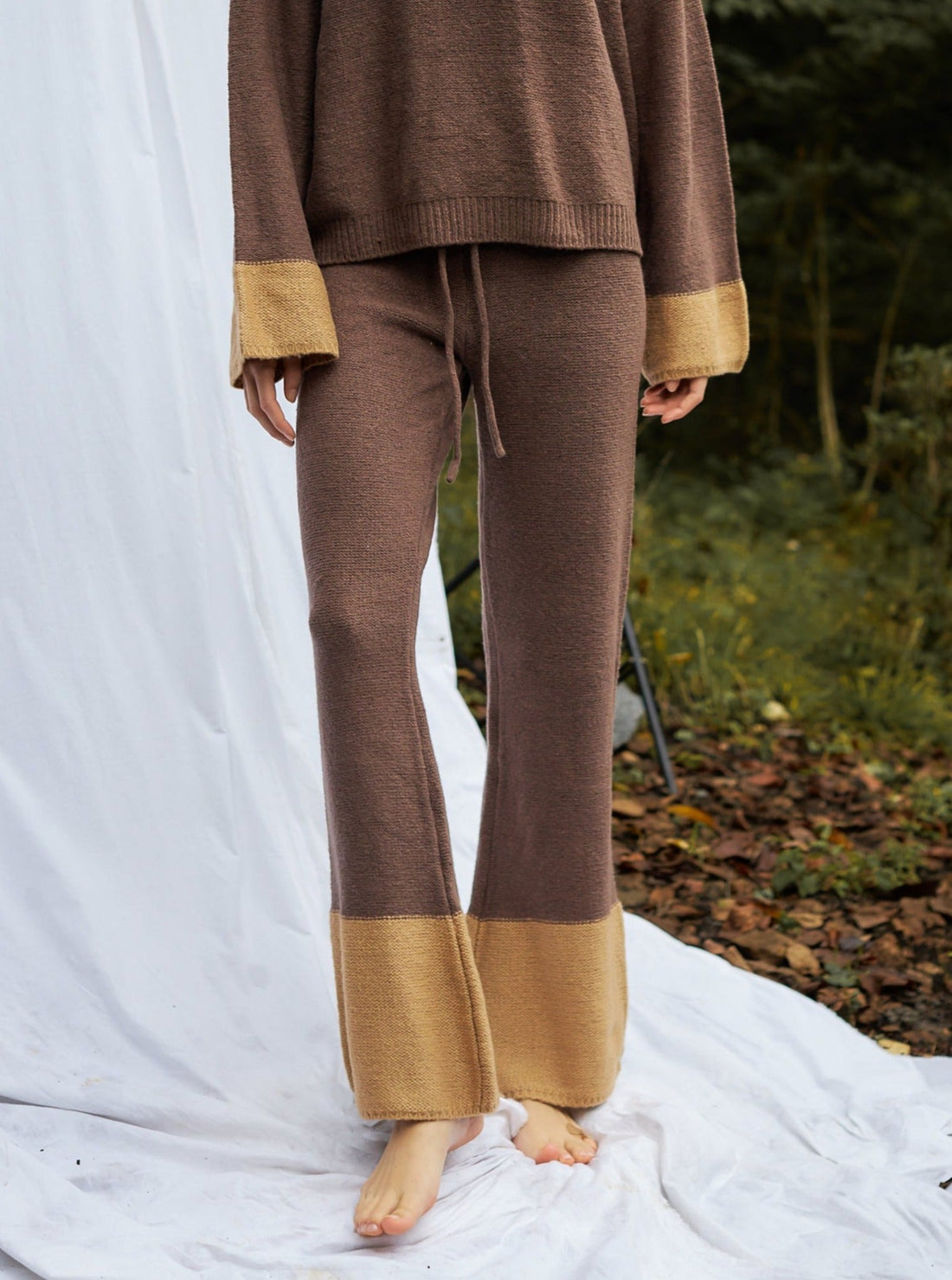 two-tone soft knit pants / 枯茶(brown)