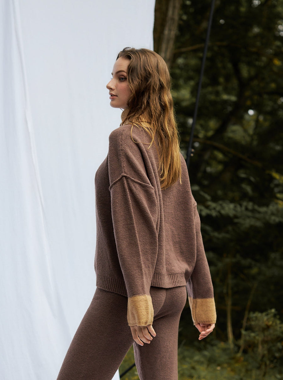 two-tone soft knit turtle top