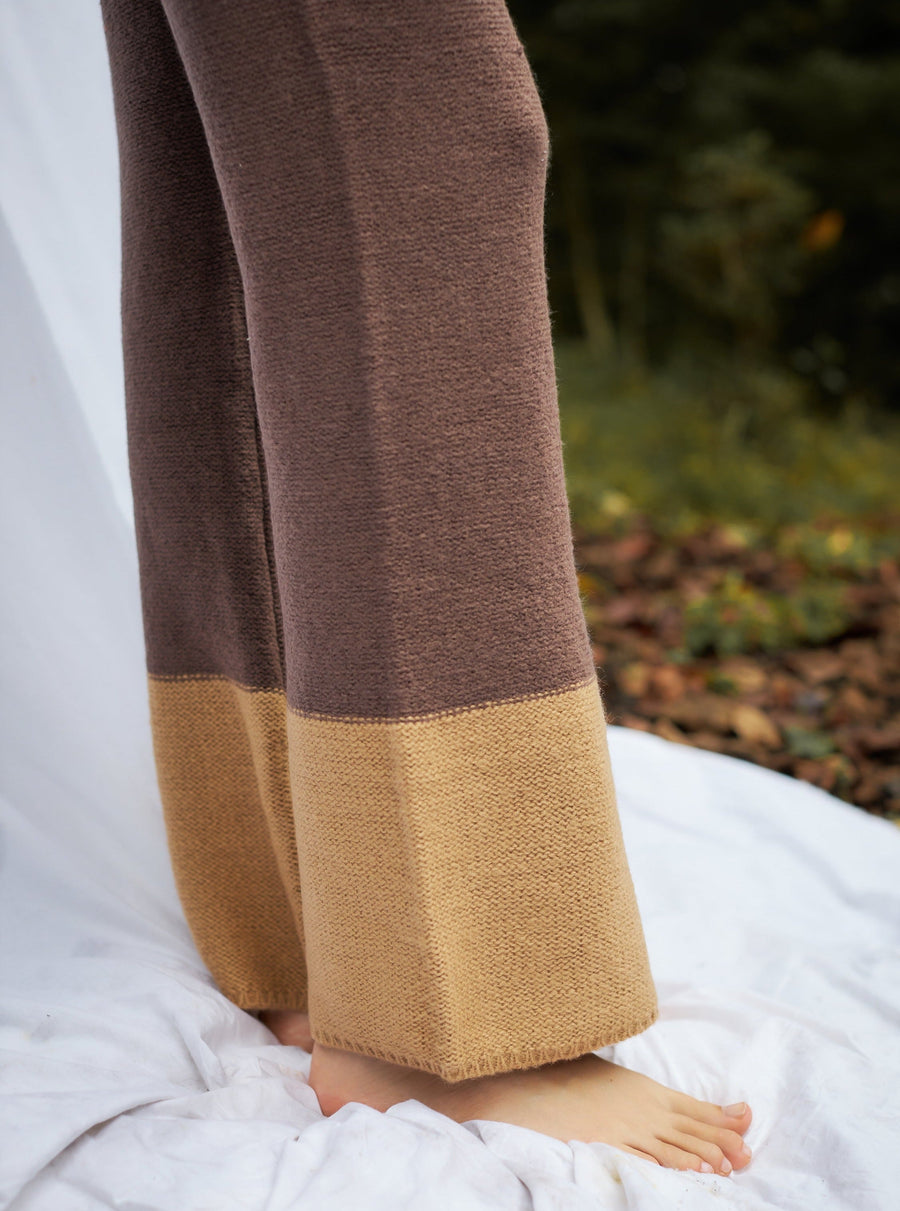 two-tone soft knit pants