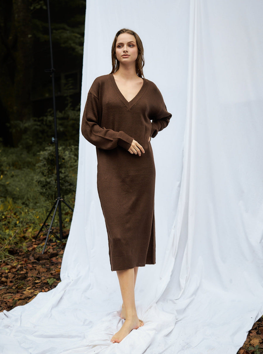 soft knit dress / 枯茶(brown)