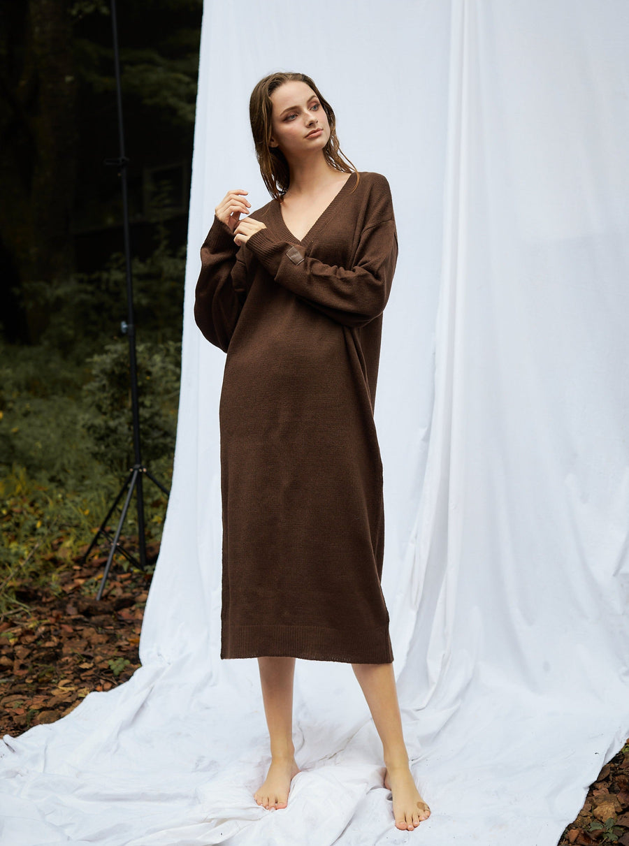 soft knit dress / 枯茶(brown)