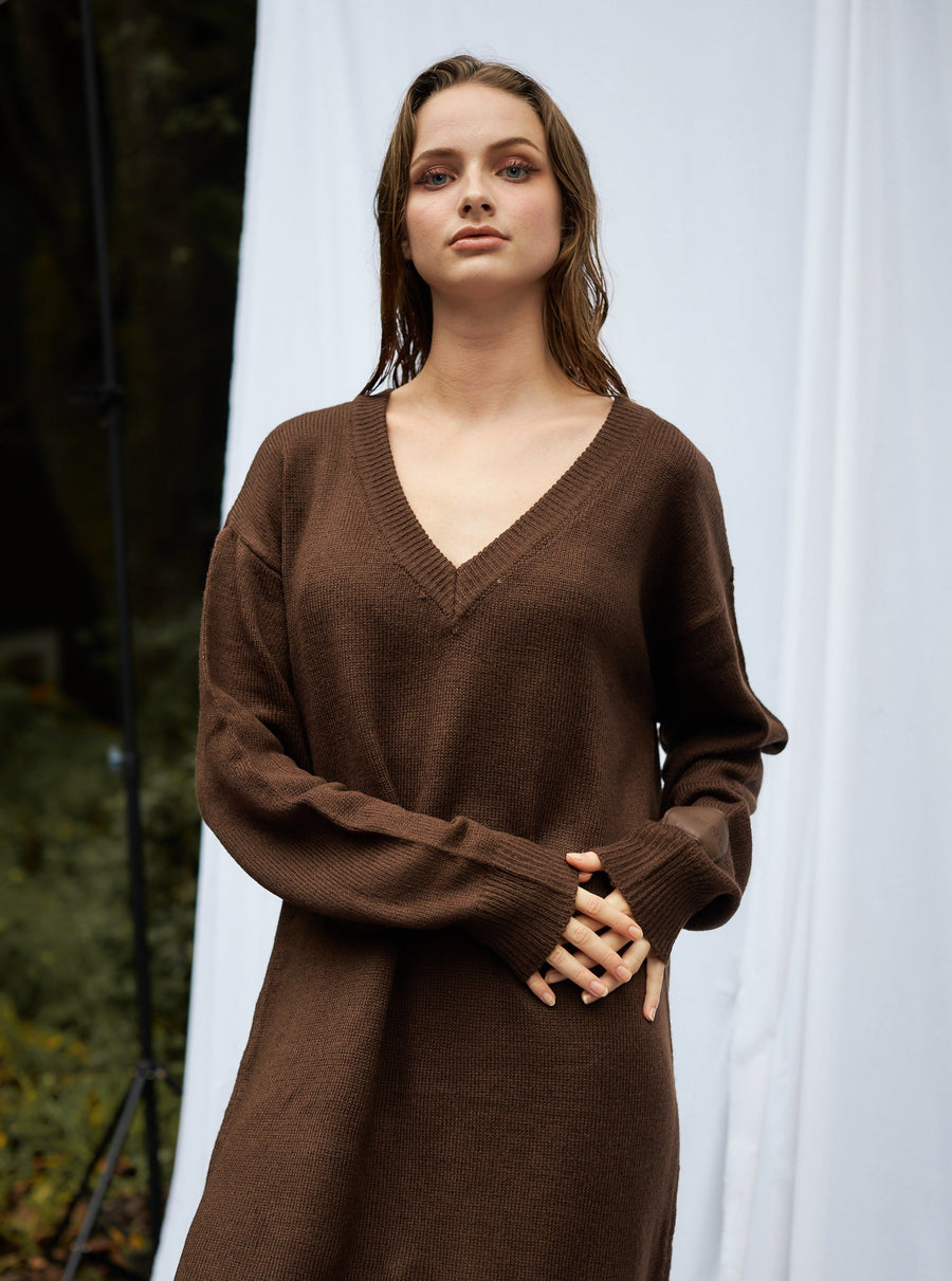 soft knit dress / 枯茶(brown)