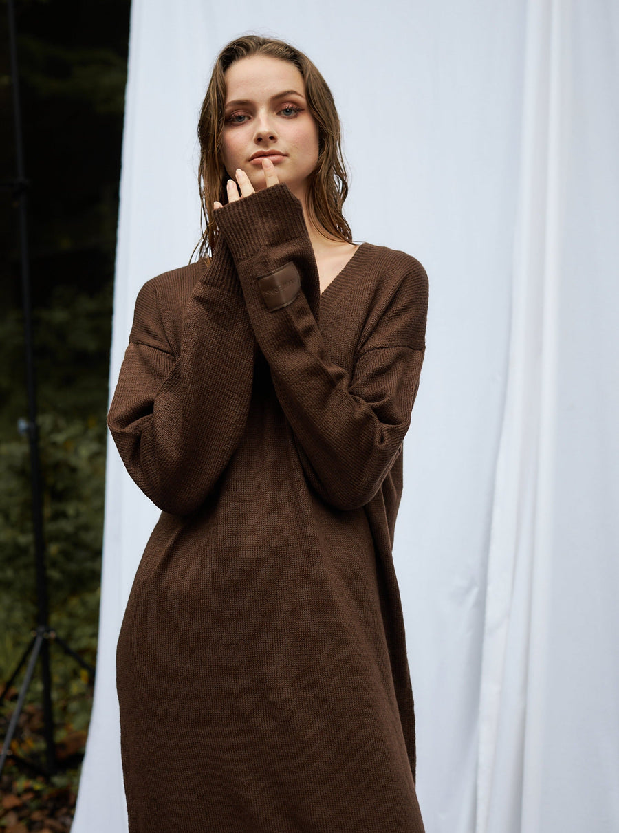 soft knit dress / 枯茶(brown)