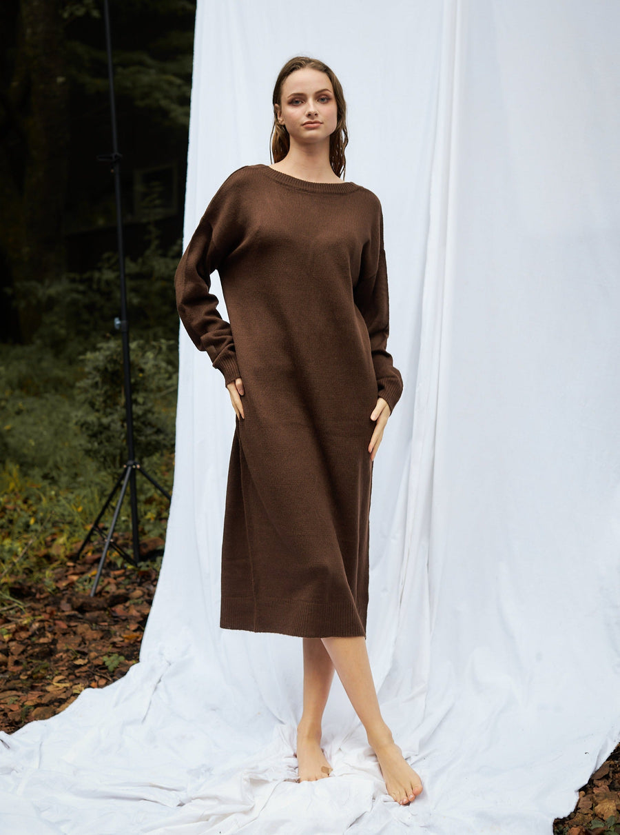 soft knit dress / 枯茶(brown)