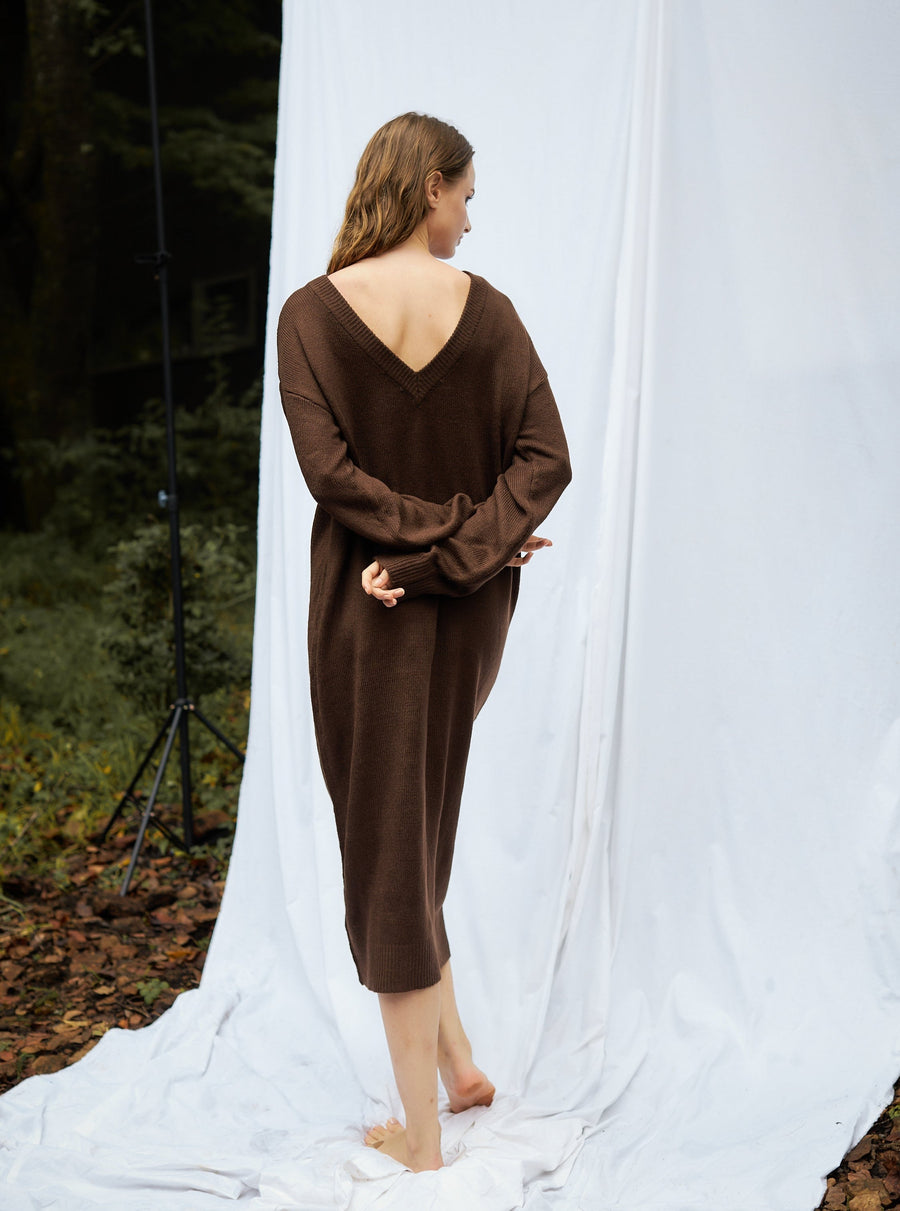 soft knit dress / 枯茶(brown)