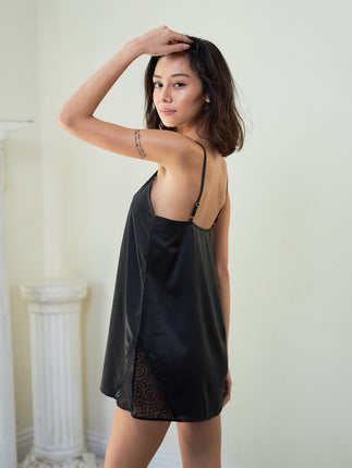 lace satin sleep slip dress