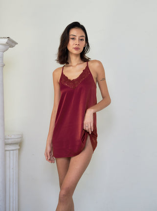 lace satin sleep slip dress