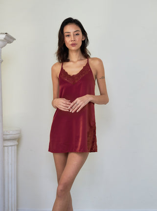lace satin sleep slip dress