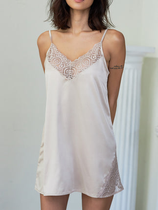 lace satin sleep slip dress