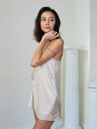 lace satin sleep slip dress