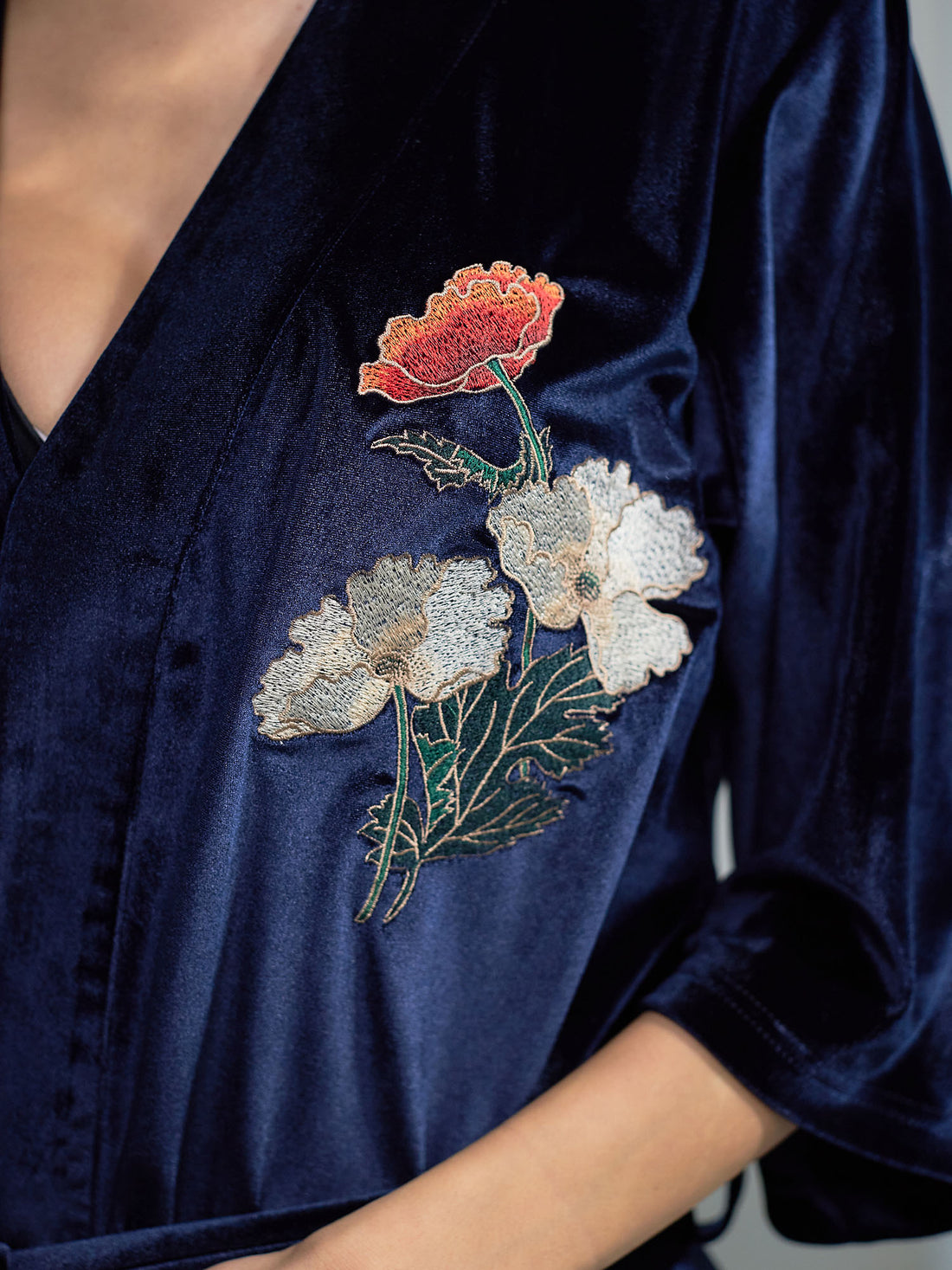 velour KIMONO robe / 濃藍(navy)