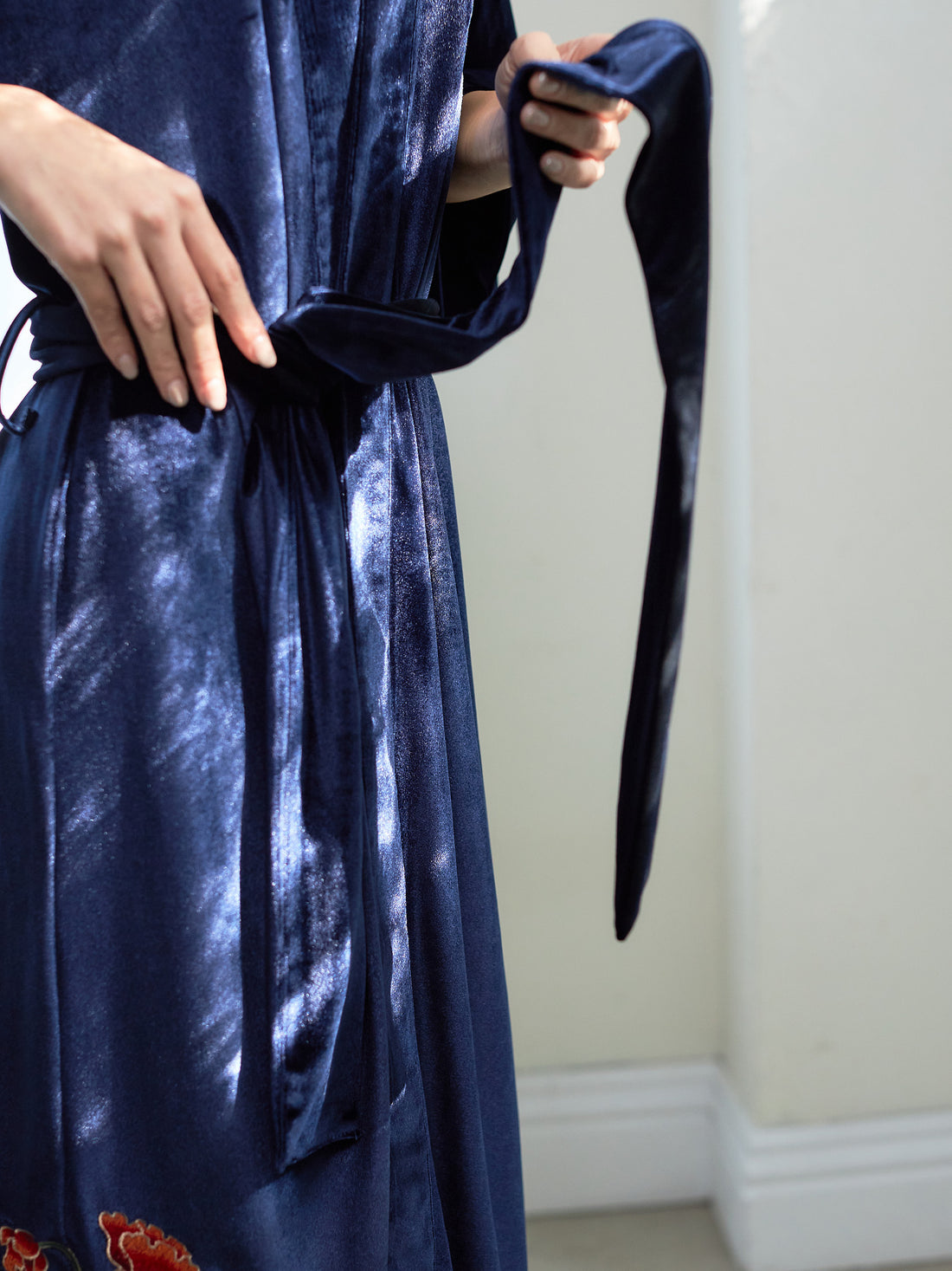 velour KIMONO robe / 濃藍(navy)