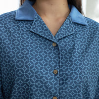 unisex WAGARA NEL-pajama set / 薄花(light blue)