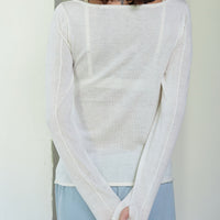 wool mix ultra light knit top / 白花(ivory)