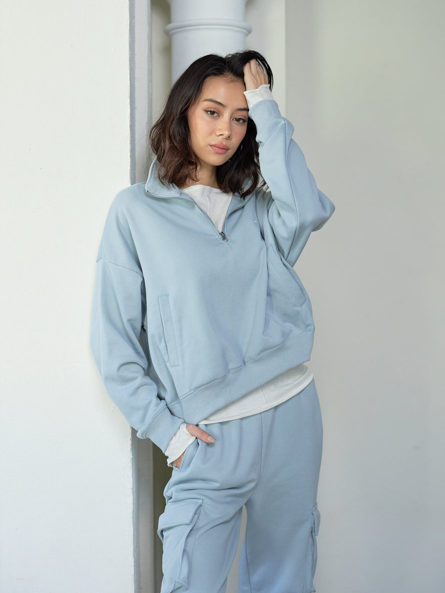 everyday half zip tracksuit / 薄花(light blue)