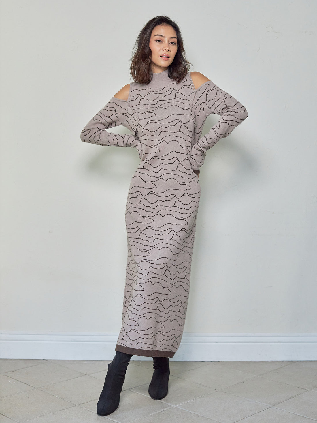 two way pattern knit onepiece