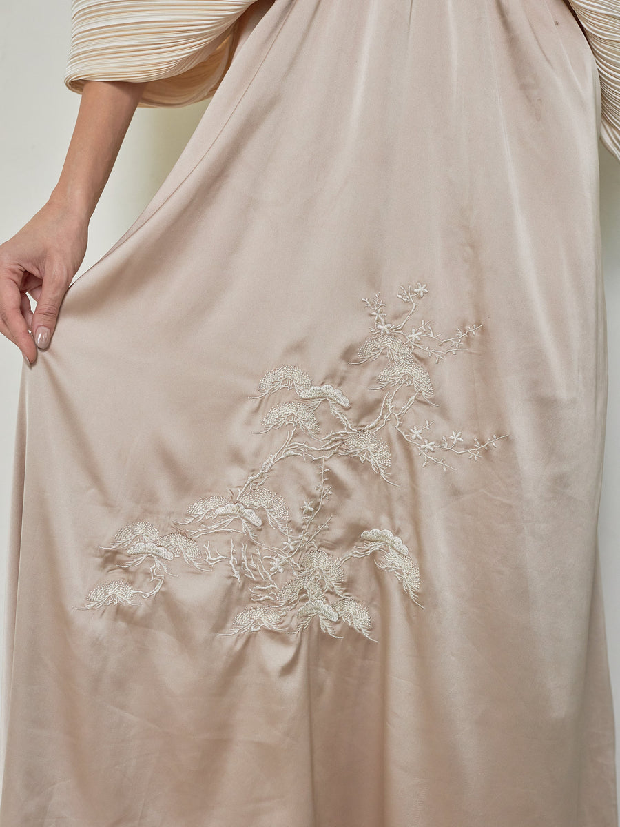 elegant satin pleated dress