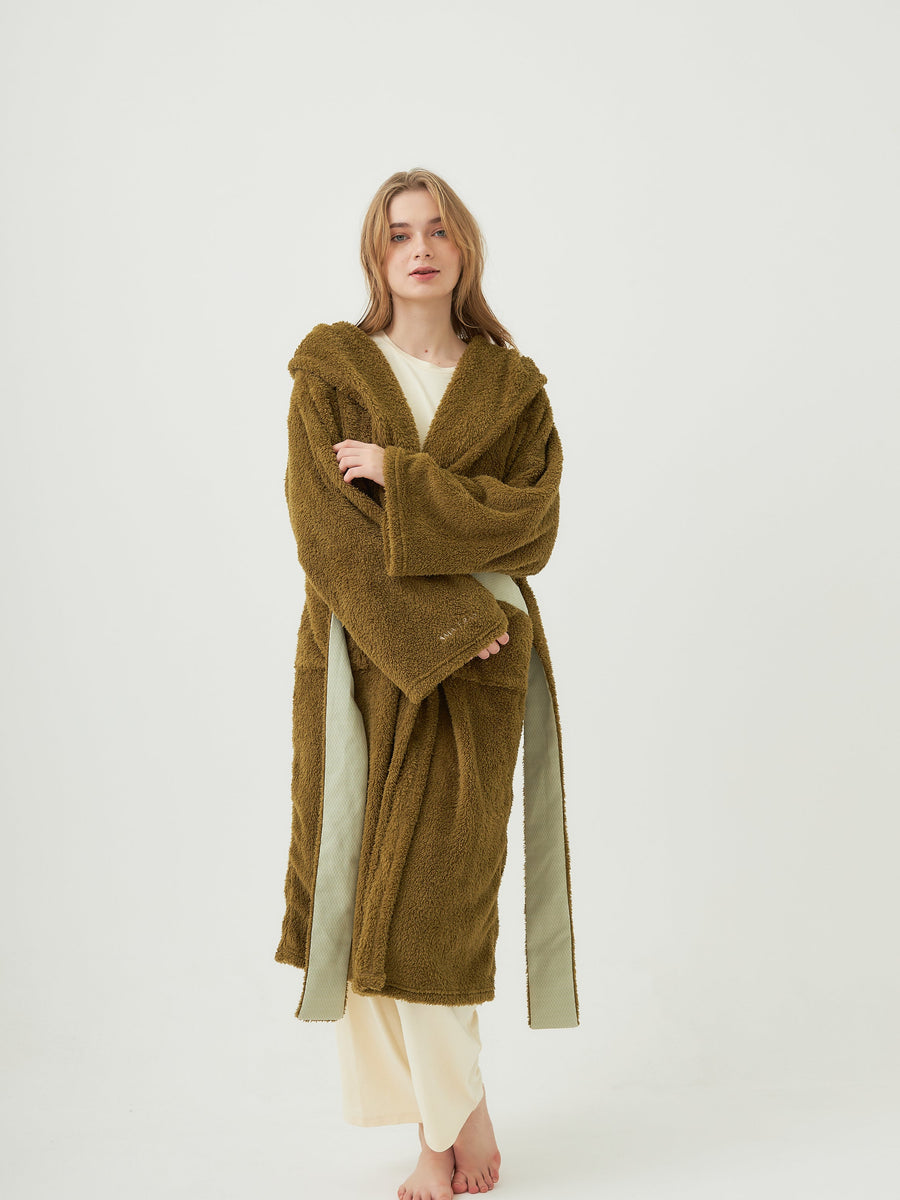 lightweight luxe fur robe / 松葉(khaki)