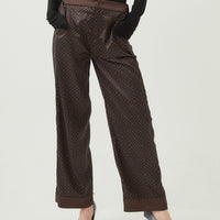 luxury rich satin pants(柄) / 枯茶(brown)
