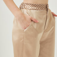 luxury rich satin pants(無地) / 胡桃(beige)