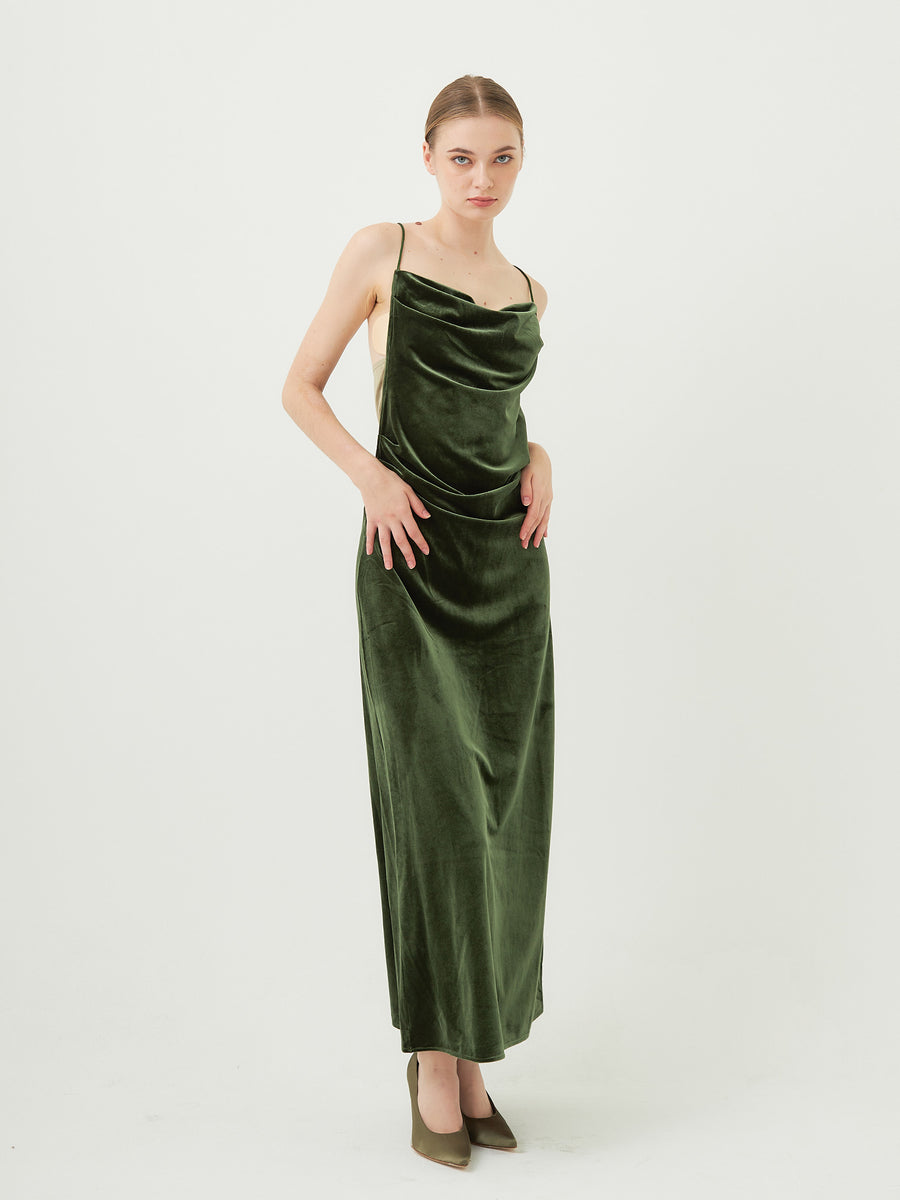 velour elegant draped dress